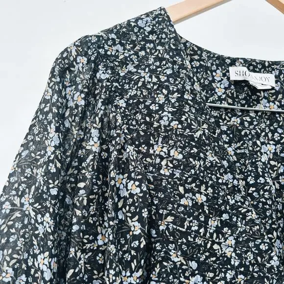 Shona Joy Denise Pintuck Babydoll Mini Balloon Puff Sleeve Short Floral Dress 10 - Picture 10 of 16